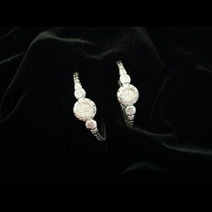 JOHN HARDY STERLING SILVER & DIAMOND PAVE EARRINGS